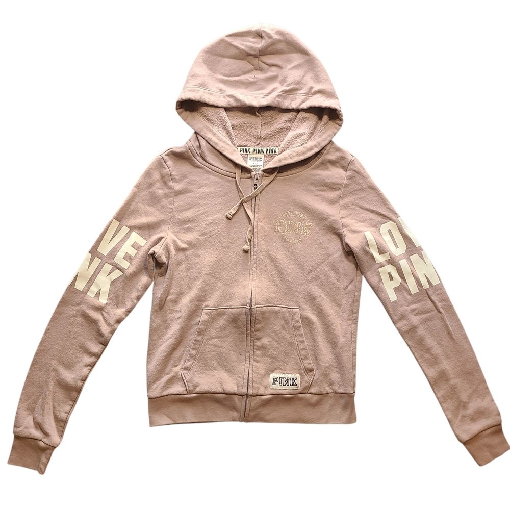 PINK Victoria’s Secret Light Pink Full Zip Hoodie LOVE PINK Medium
